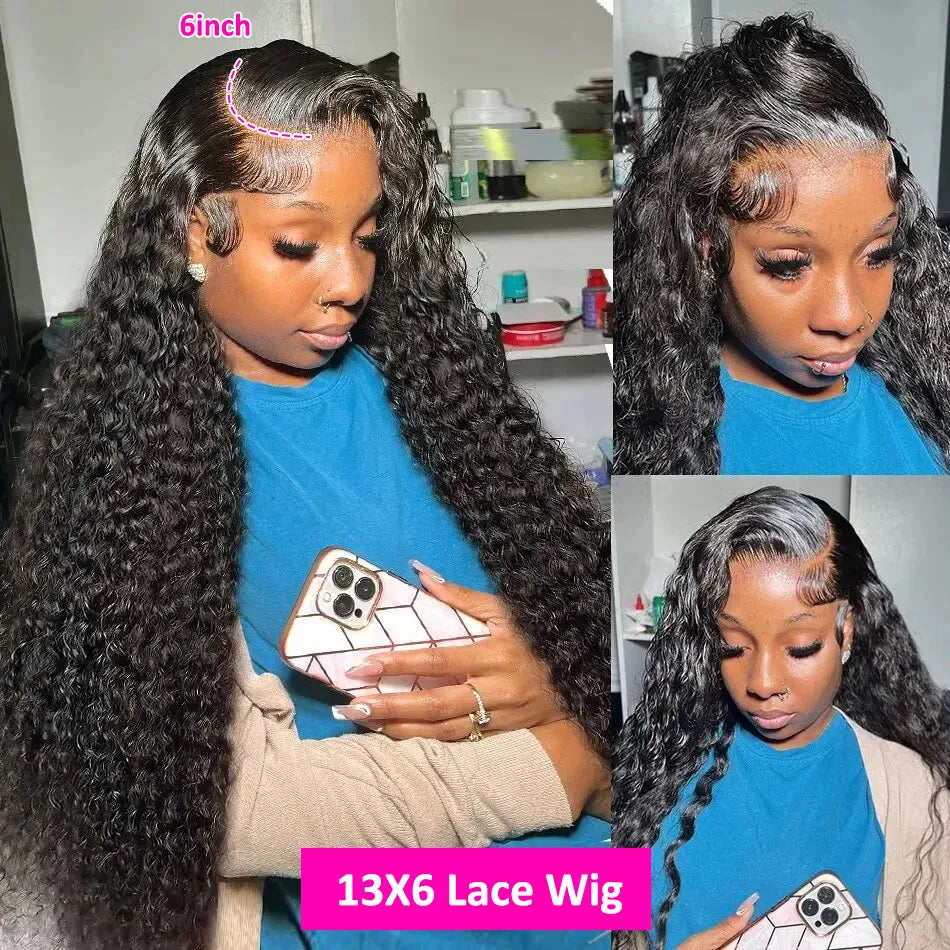 40” Deep Wave HD Lace Front Human Hair Wig (13x6 / 13x4, Brazilian Remy, Pre-Plucked)