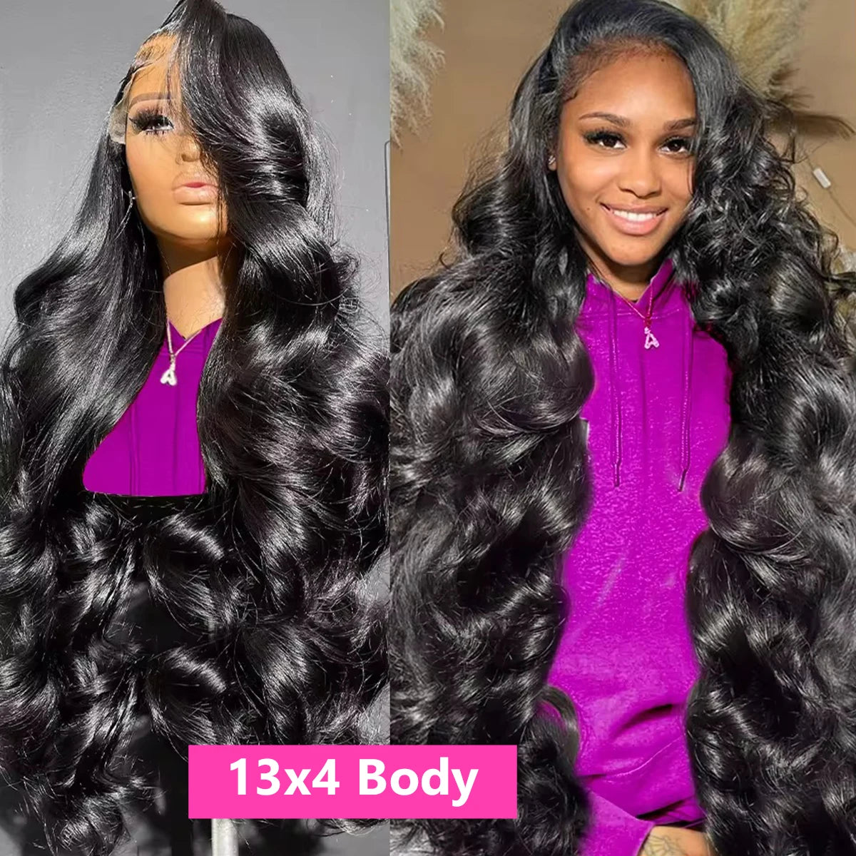 Bling Hair Body Wave 13x6 Lace Front Human Hair Wig (13x4 Option, Transparent Lace, 30–32 Inch, 180% Density)
