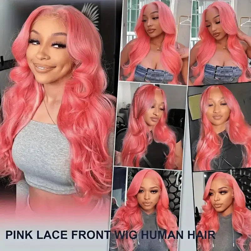 Pink Body Wave HD Lace Front Human Hair Wig (13x4 / 13x6, Pre-Plucked, 30–40”)