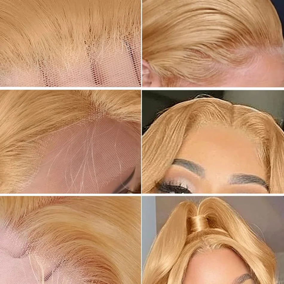 Honey Blonde 13x6 HD Lace Front Human Hair Wig – 250% Density Body Wave Brazilian Remy