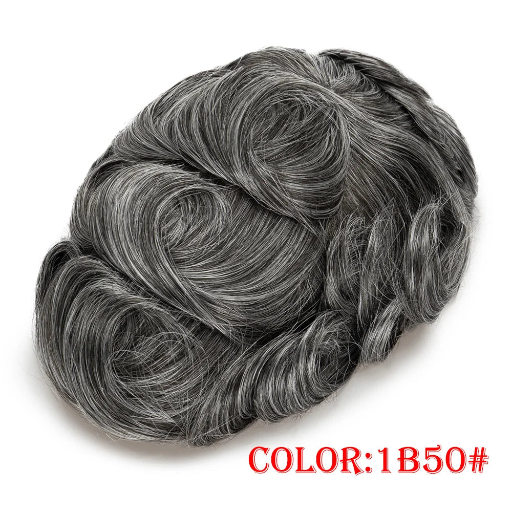 Men's Toupee Hair System | Natural Hairline Indian Human Hair | 0.1mm Thin PU Skin Base