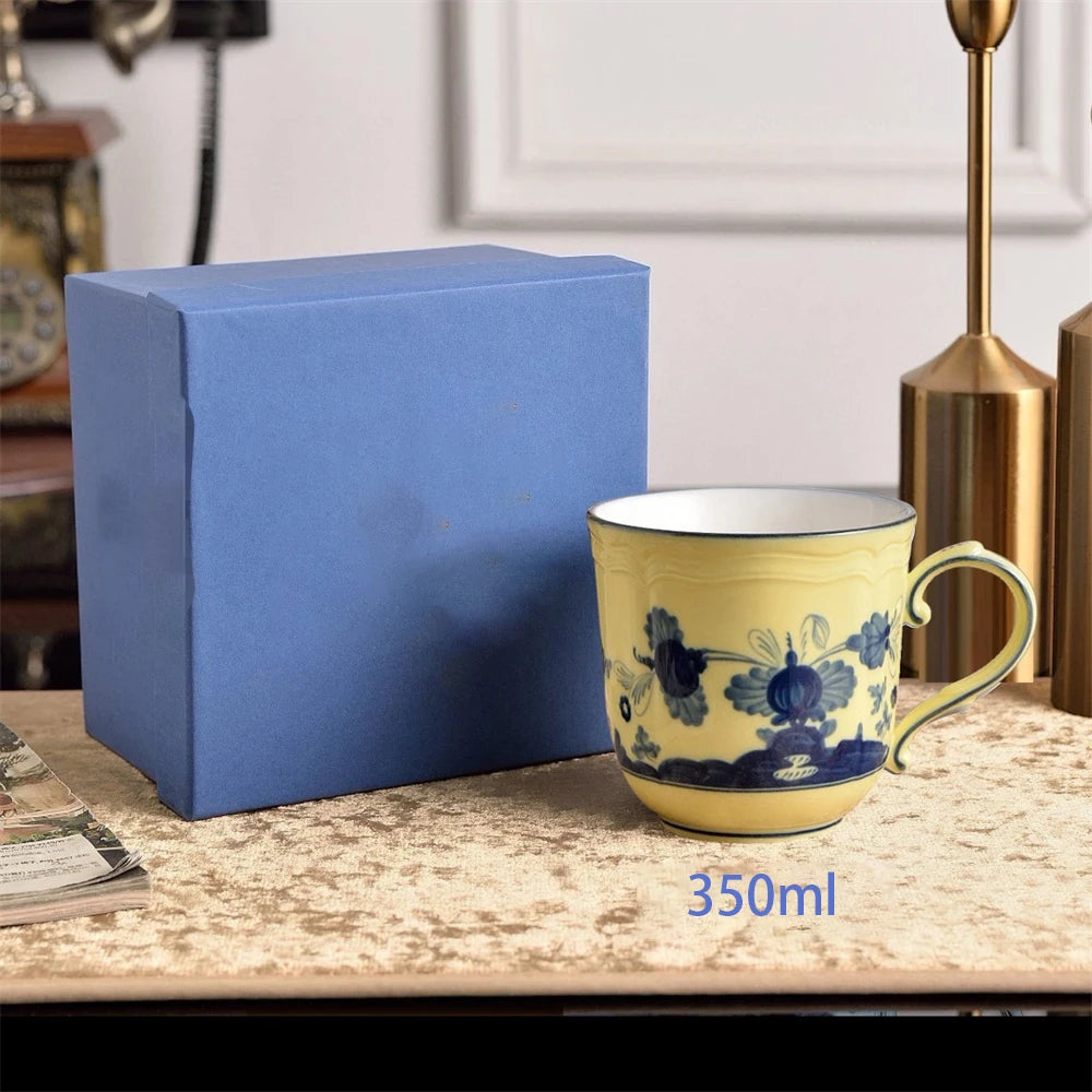 Ceramic Afternoon Tea Set – Printed Porcelain Cup, Saucer, Tray, Milk Pot & High Foot Plate
