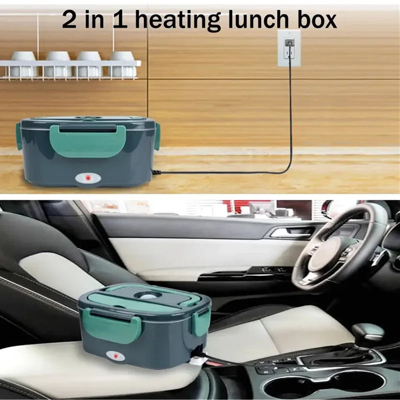 1.5L Electric Heated Lunch Box – 60W Portable Food Warmer for Car, Office & Home | Leak-Proof Stainless Steel Bento
