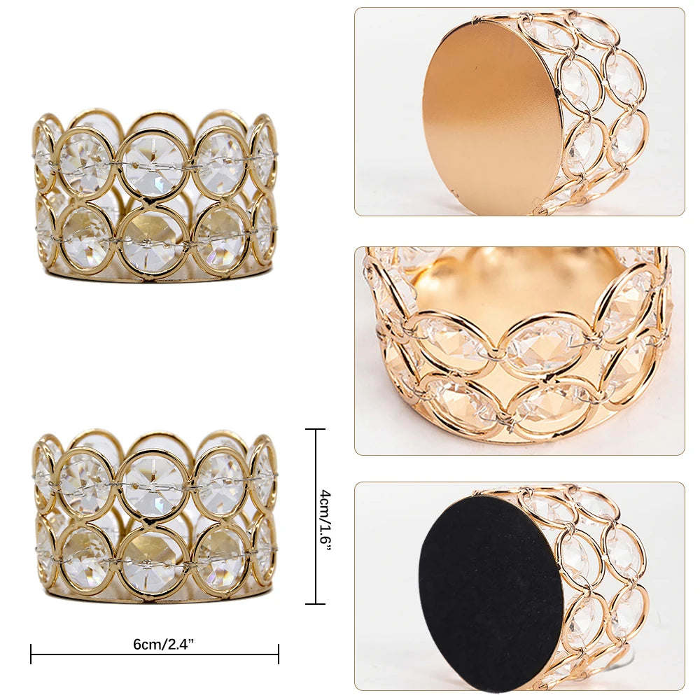 24PCS Crystal Gold Votive Candle Holders – Elegant Decorative Tealight Holders for Weddings, Parties & Gifts