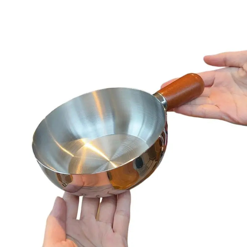 Stainless Steel Bowl with Walnut Wood Handle – 14cm Fruit & Salad Serving Bowl