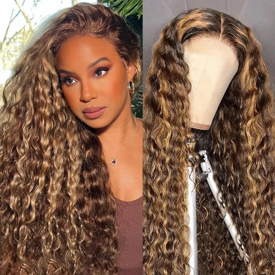 P427 Highlight Human Hair Wig | 13x4 & 13x6 HD Lace Front Wig | Deep Wave | P1B30 & 427 | 200%-250% Density