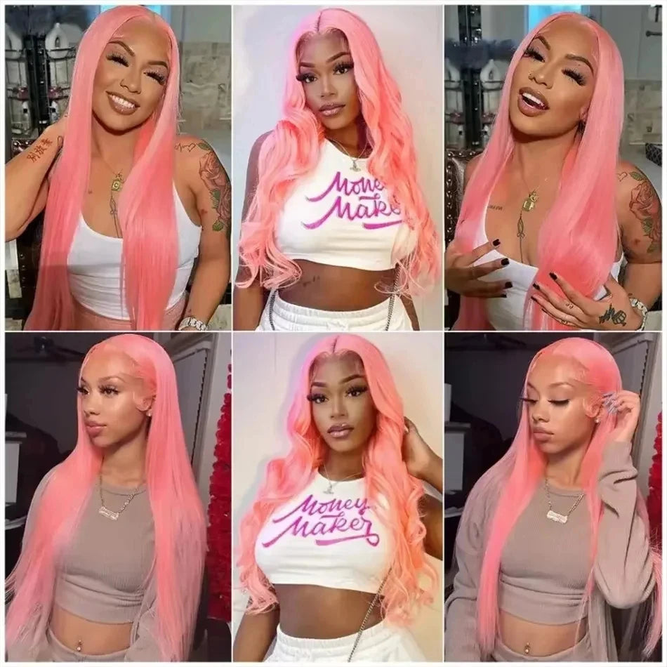 Pink Straight Lace Front Human Hair Wig – Transparent Lace 13x6 (30–36 Inch)  2) Shopify Product Descrip