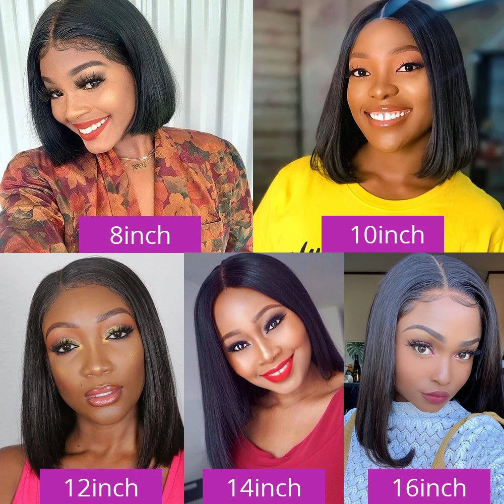POPVIBES Bone Straight Short Bob HD Transparent Lace Front Wig (13x4/13x6) – Glueless Brazilian Remy Human Hair