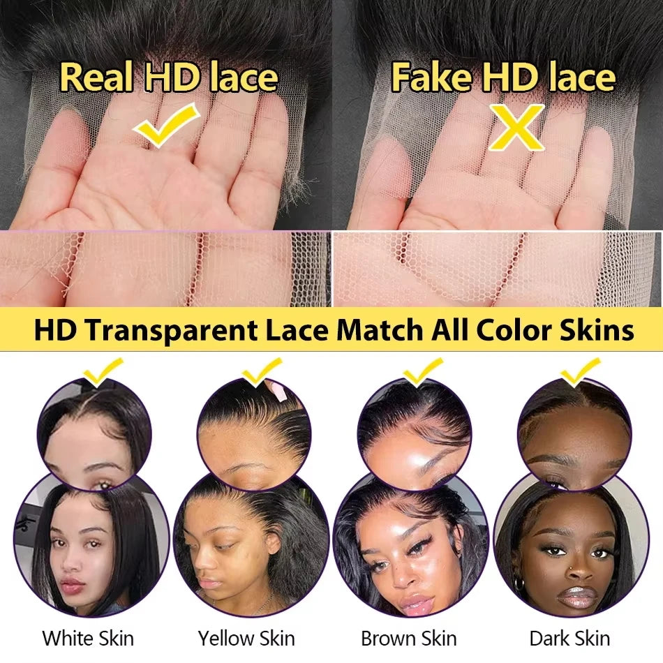 Lafino HD Transparent Lace Front Human Hair Wig (Body Wave, Remy Brazilian)