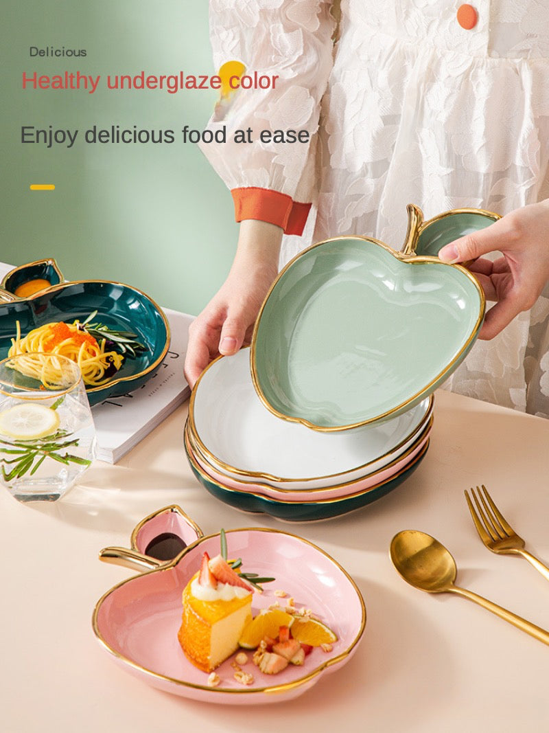 Jucaica Rosh Hashanah Apple Honey Dish – Ceramic Dessert Plate Set