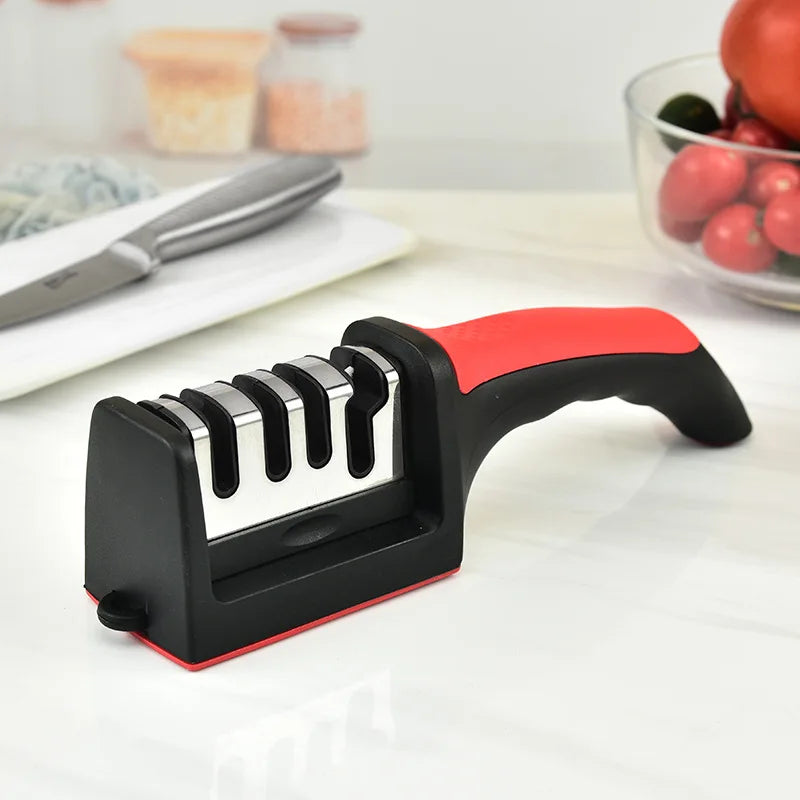 4-Segment Kitchen Knife Sharpener | Multi-Functional Handheld Sharpening Tool – Black