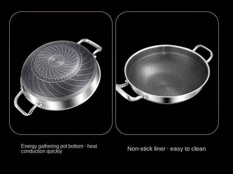 32cm 304 Stainless Steel Non-Stick Frying Pan – Induction & Gas Wok