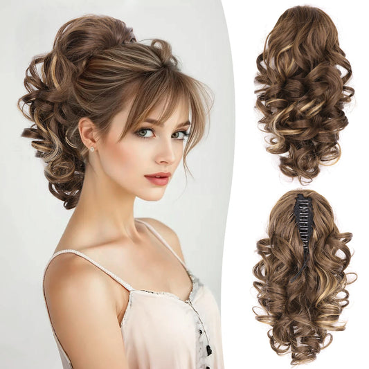 Curly Claw Ponytail Hair Extension | Synthetic Clip-On Hairpiece | 12 Inch | 100g | Multiple Colors