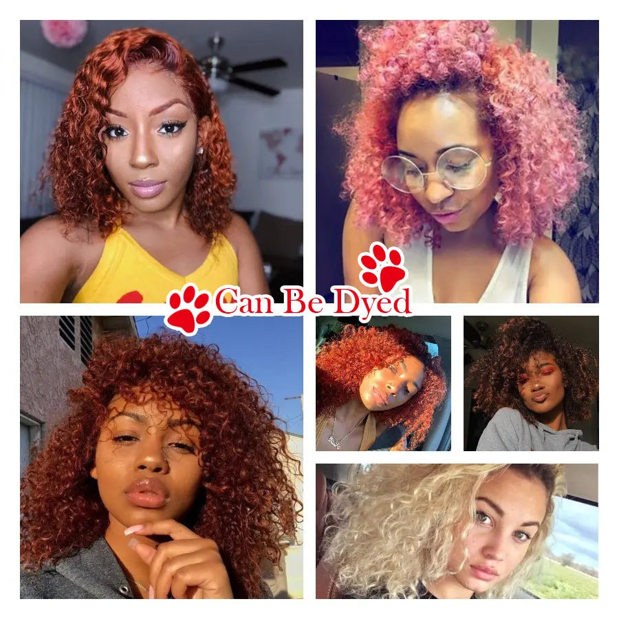 100% Brazilian Curly Lace Front Wig – Glueless Short Bob Deep Water Wave 13×4 HD Lace Frontal Human Hair Wig
