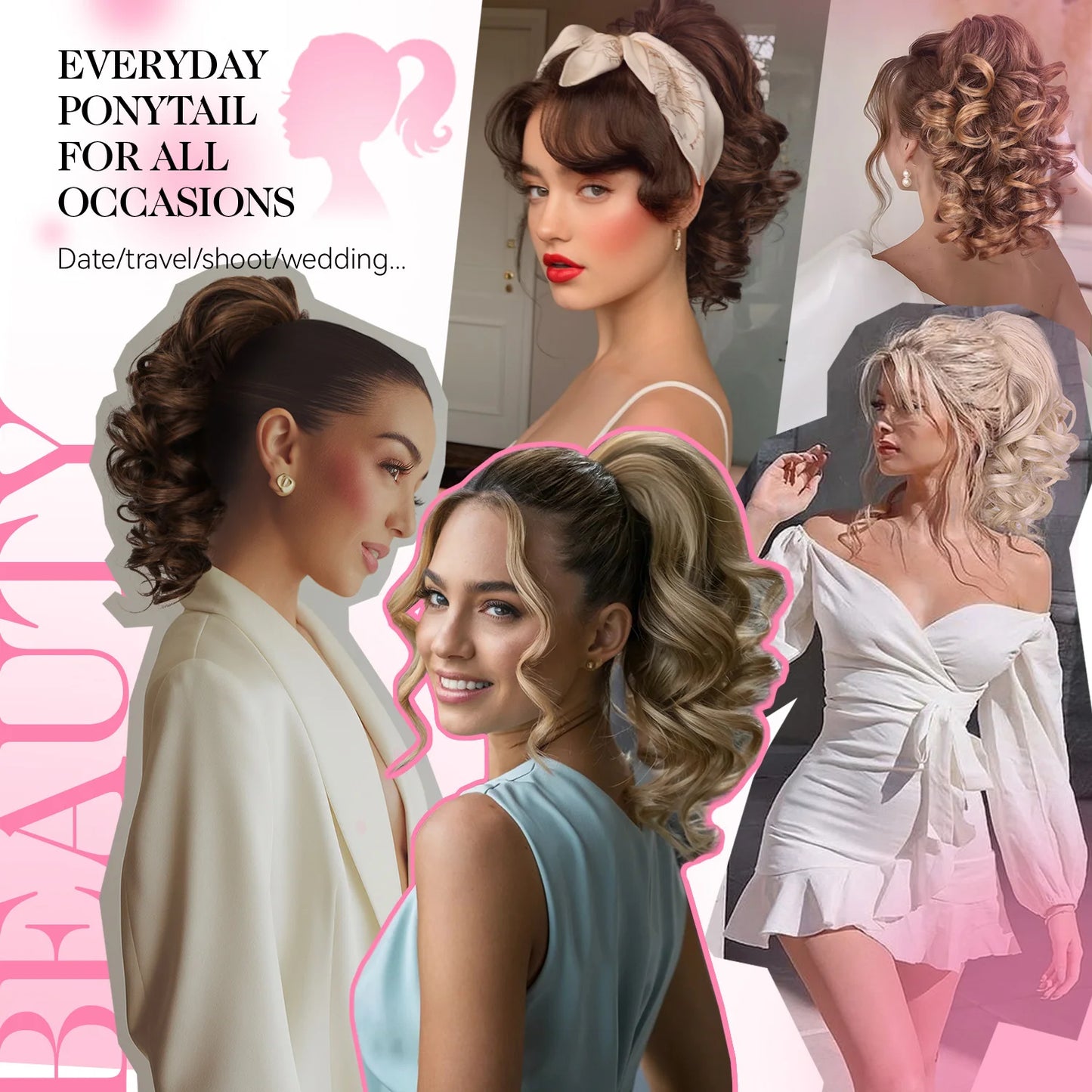 Curly Claw Ponytail Hair Extension | Synthetic Clip-On Hairpiece | 12 Inch | 100g | Multiple Colors