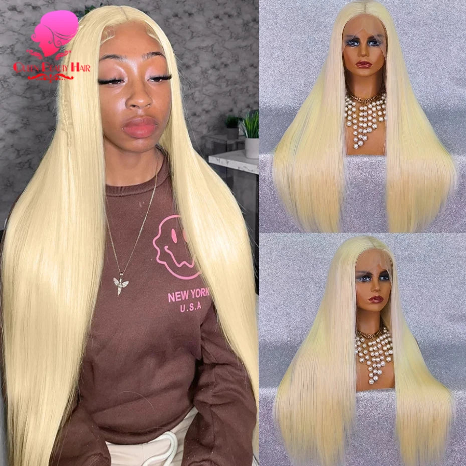 38 Inch 613 Blonde Straight 360 Lace Frontal Wig – 250% Density Human Hair
