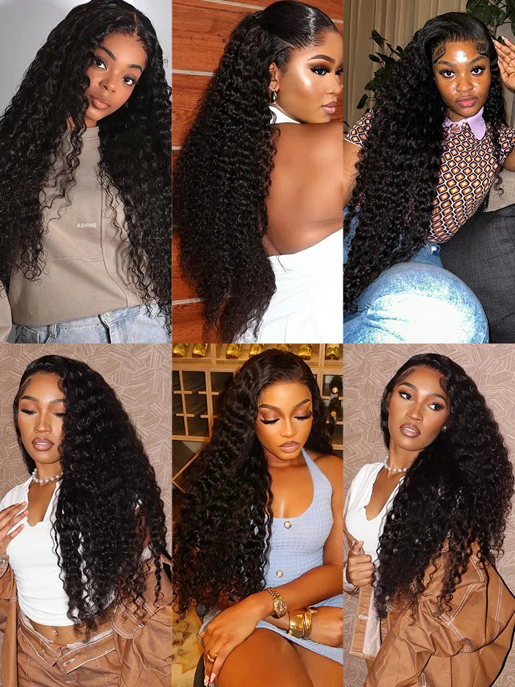 Le mythe 13x6 HD Deep Wave Lace Frontal Human Hair Wig (30–40 Inch) – 5x5 Glueless Water Curly Wear & Go