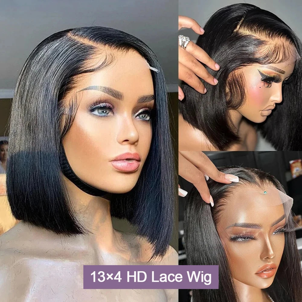 Wear & Go Glueless 13x6 HD Lace Front Short Bob Wig (Vietnamese Remy, Multi-Parting, Pre-Plucked)