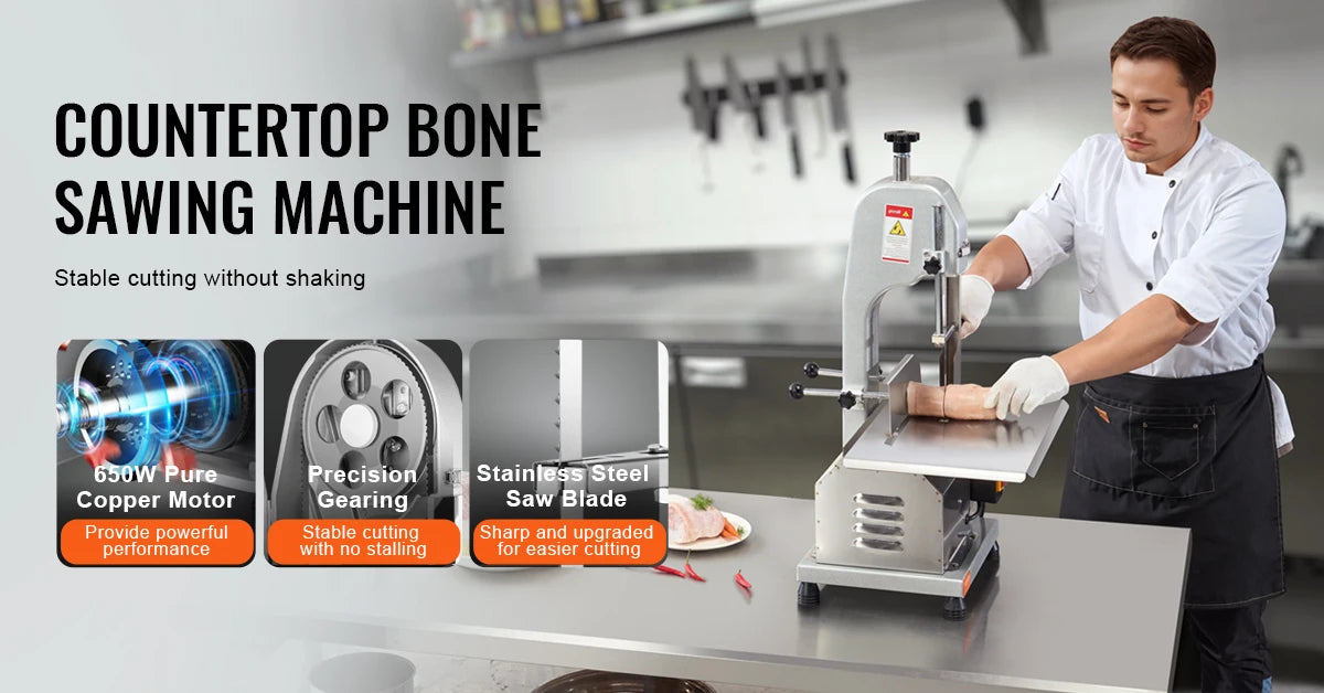 SucceBuy Commercial Meat Bandsaw 1800W – Stainless Steel Bone & Fish Cutter