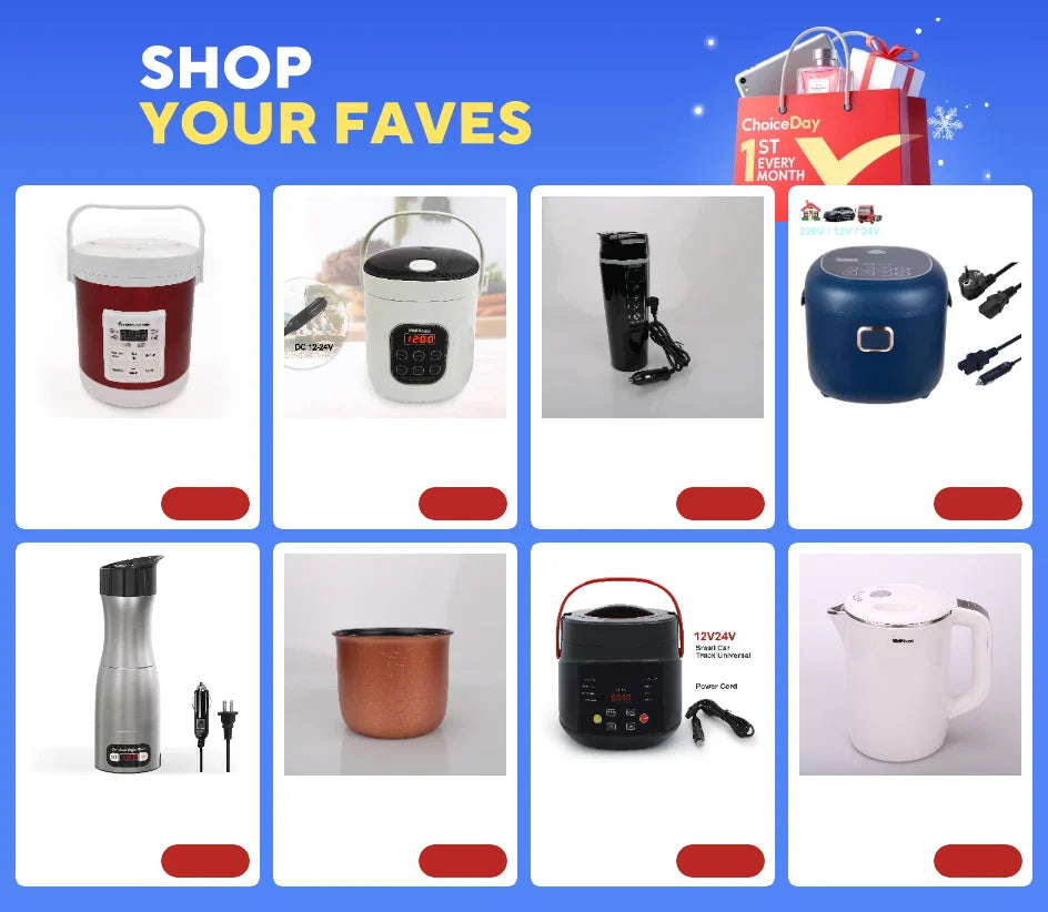 Portable Electric Rice Cooker – Dual Voltage 12V/24V/220V for Car, Truck & Home Use