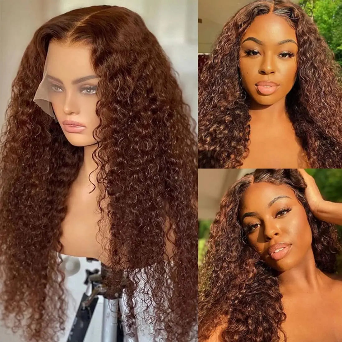 HD Chocolate Brown Deep Wave Lace Front Wig | 100% Remy Brazilian Human Hair | Pre-Plucked 13x4 / 13x6