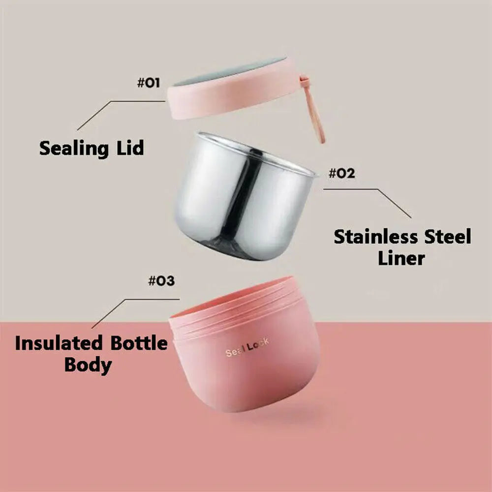 Stainless Steel Thermal Lunch Box – Vacuum Insulated Soup Jar with Spoon, Portable Bento for Kids & Adults