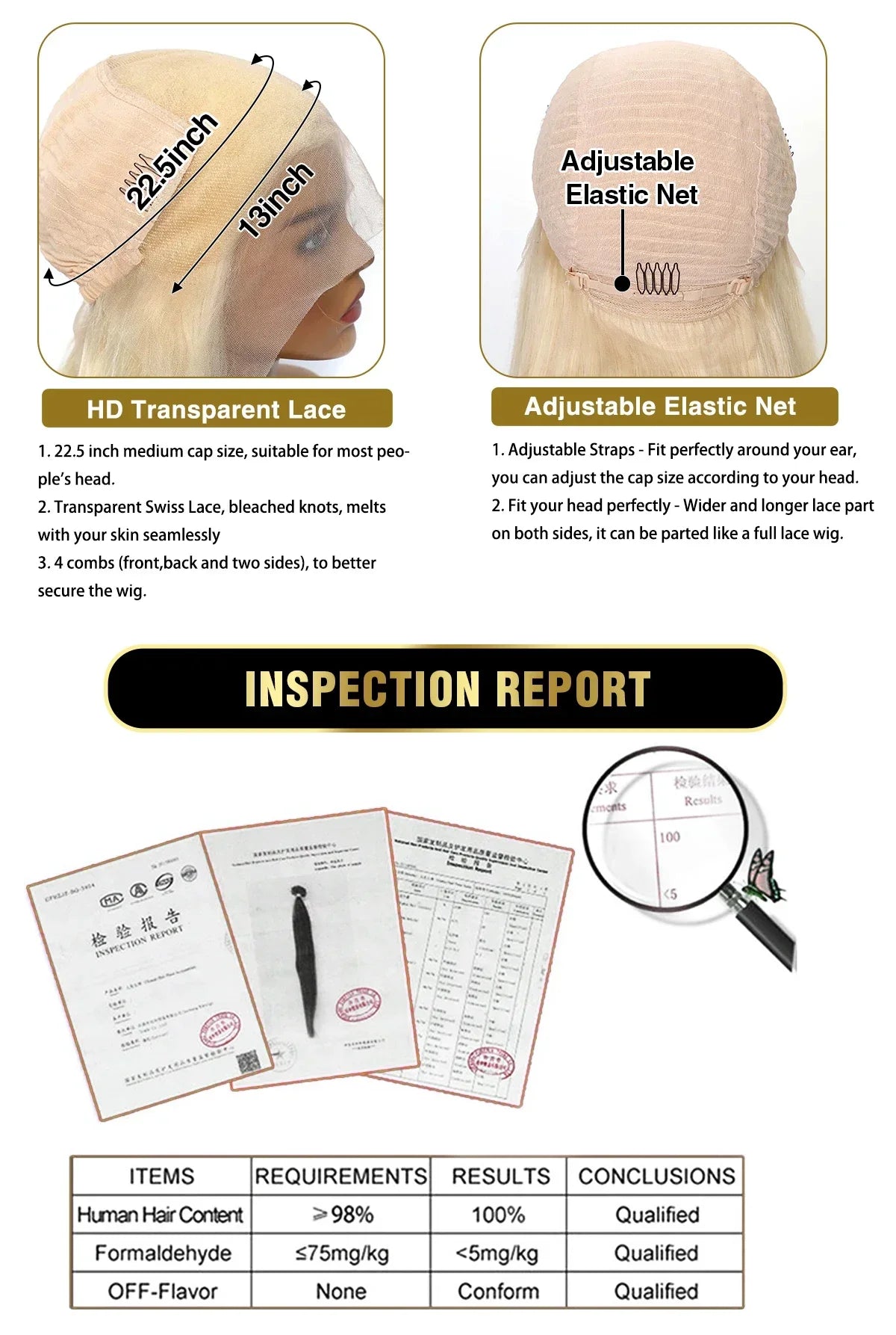 613 Blonde Straight 13x6 HD Lace Front Virgin Brazilian Human Hair Wig