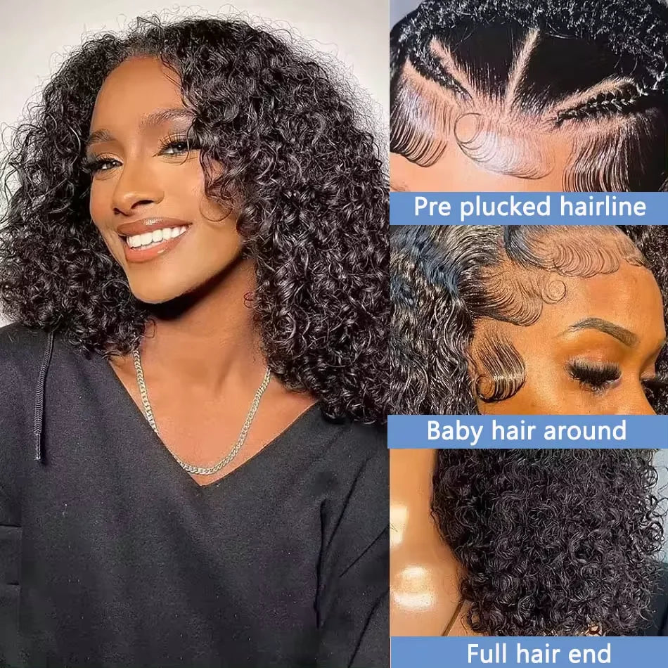 200% Density Jerry Curly Bob HD Lace Human Hair Wig · 13x4 Lace Front / 4x4 Closure · Short 4–16 Inch