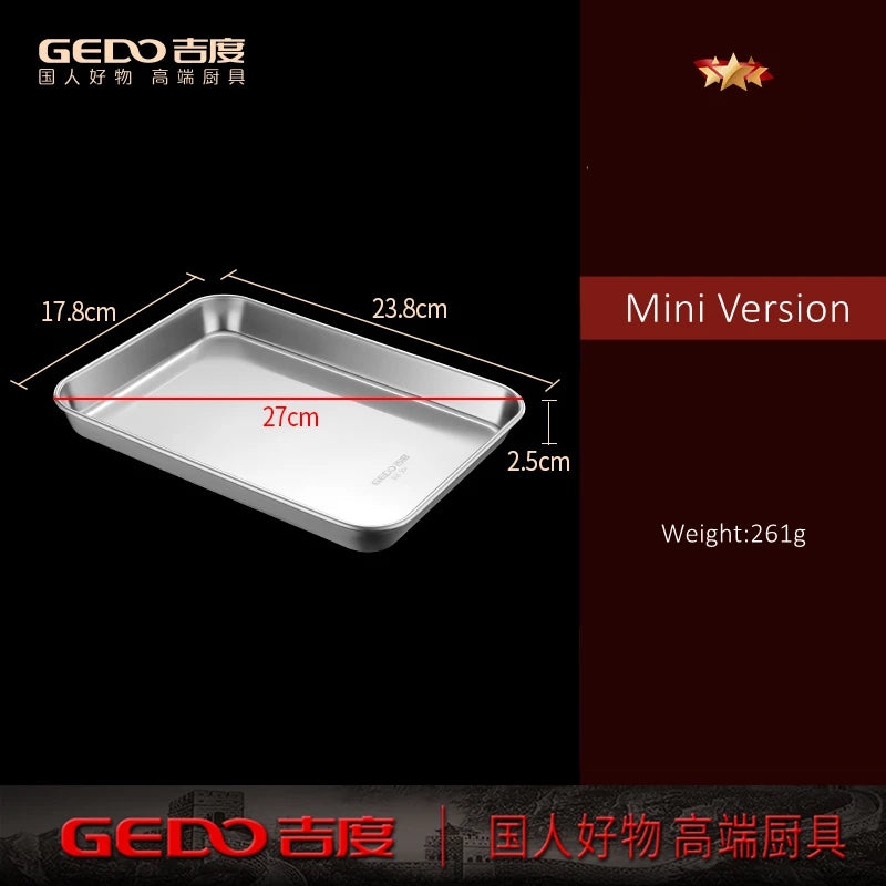 304 Stainless Steel Baking Tray – LFGB Certified, Fall-Resistant Steaming Dish (27–37.5cm Rectangular Pan)