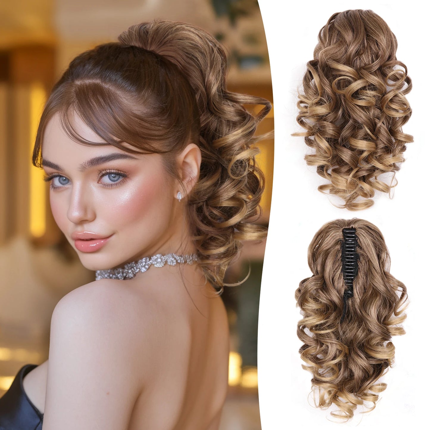 Curly Claw Ponytail Hair Extension | Synthetic Clip-On Hairpiece | 12 Inch | 100g | Multiple Colors