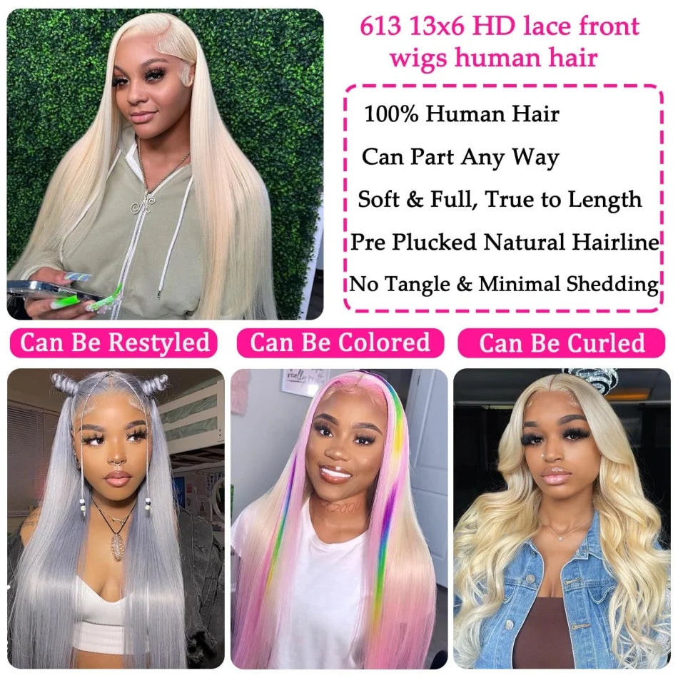 613 Blonde 13x6 HD Lace Frontal Body Wave Human Hair Wig – 40 Inch, 230% Density