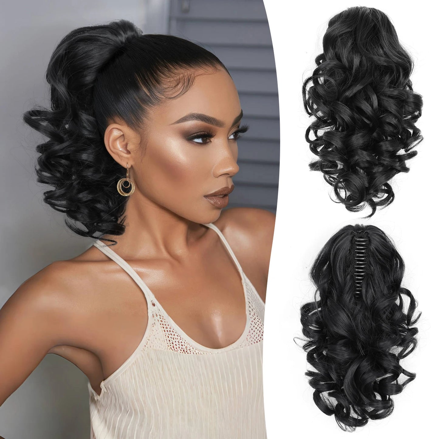 Curly Claw Ponytail Hair Extension | Synthetic Clip-On Hairpiece | 12 Inch | 100g | Multiple Colors