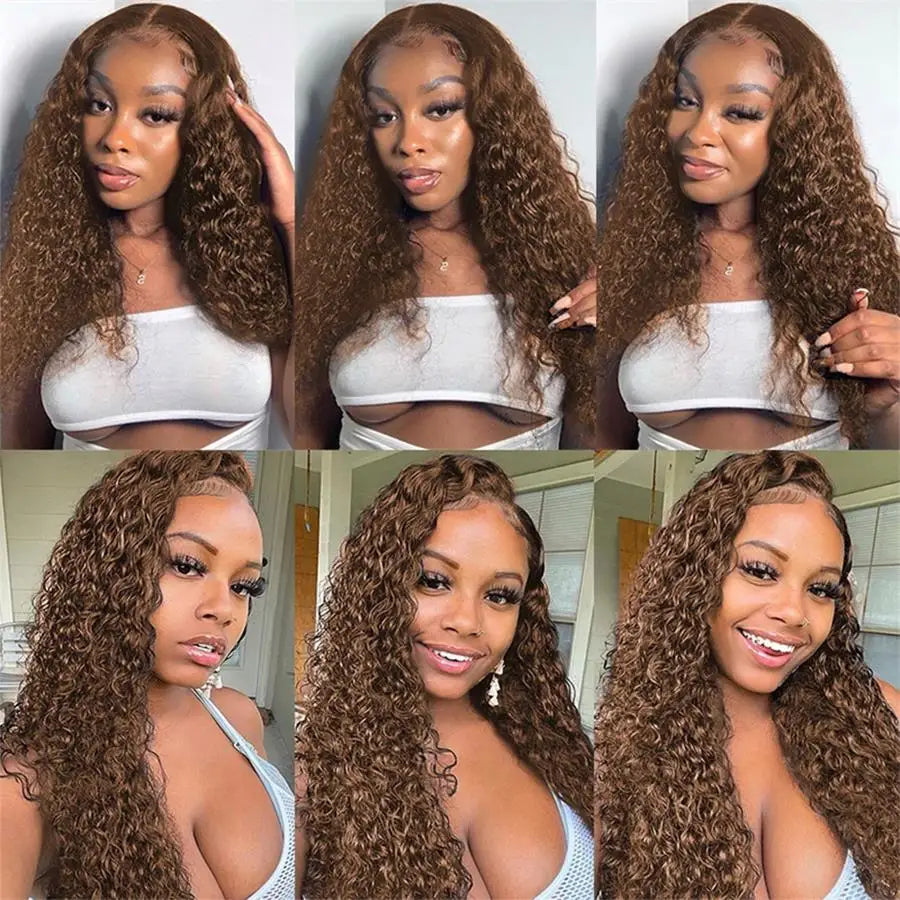 Chocolate Brown HD Lace Front Wig (13x4 / 13x6) – Deep Wave Brazilian Remy Human Hair, Pre-Plucked