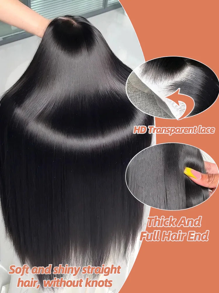 Bone Straight 13x6 HD Transparent Lace Front Wig (Wear & Go Glueless, 200% Density) – 30/34/40 Inch