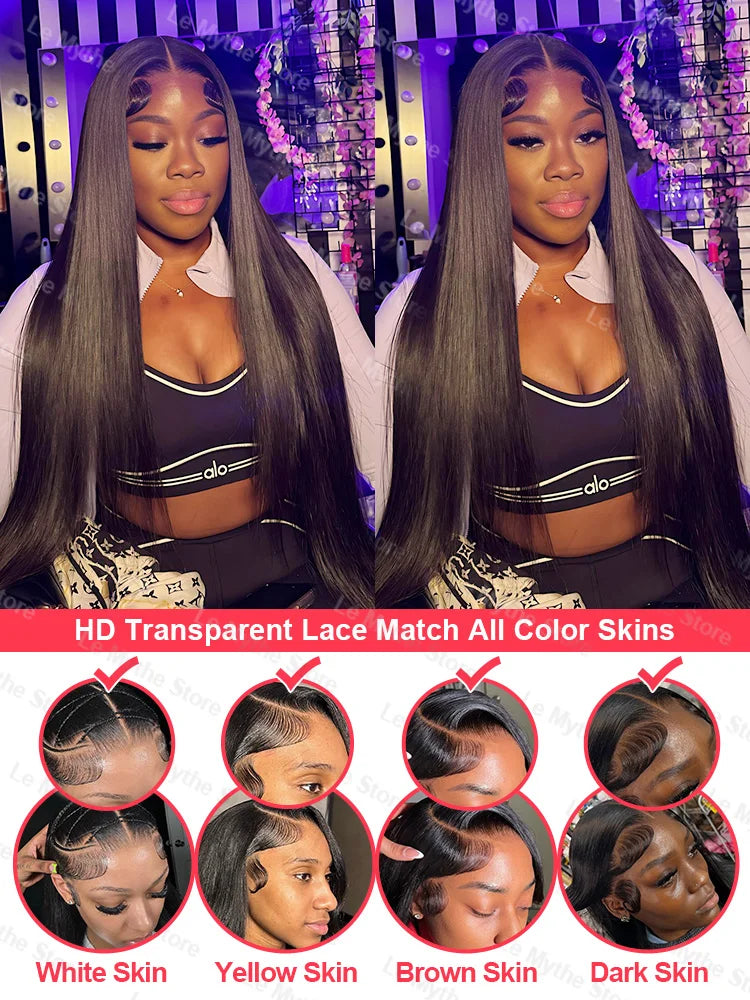 Bone Straight HD Lace Frontal Human Hair Wig 13x6 / 13x4 (30–40 Inch)