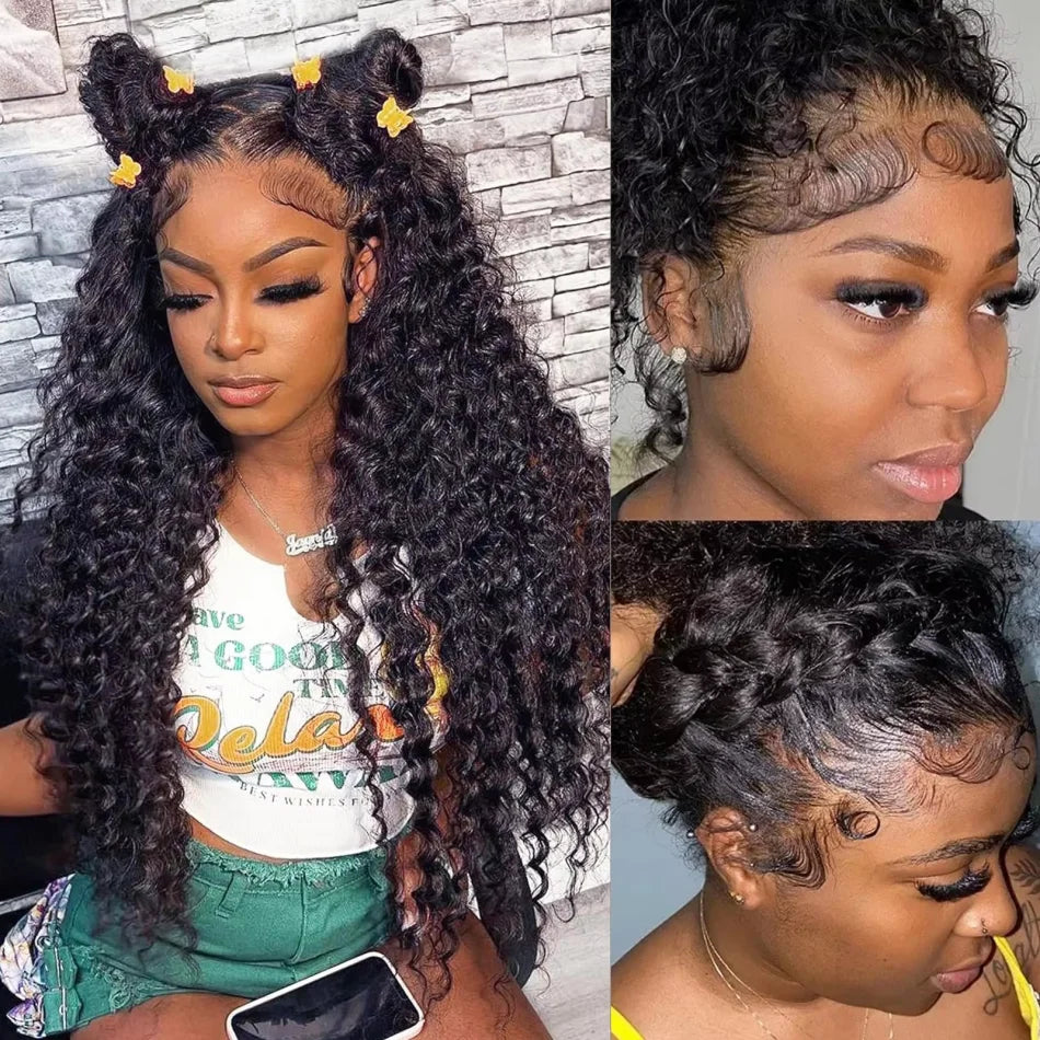 Deep Wave 360 HD Full Lace Human Hair Wig – Natural Black 40 Inch