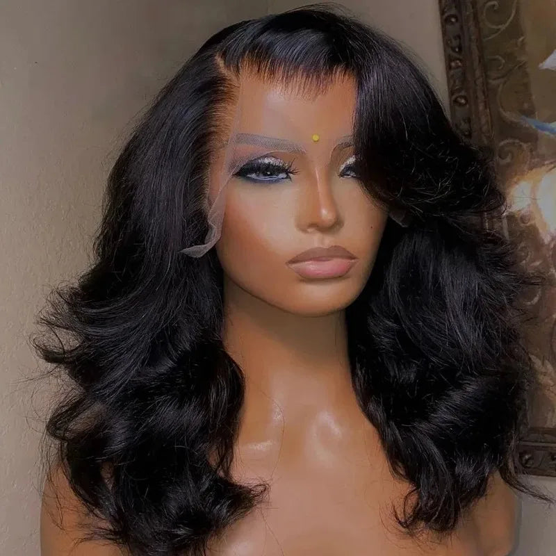 Body Wave Bob Wig 13x6 Transparent Lace Frontal Brazilian Human Hair Wig – Virgin Remy, 180% Density