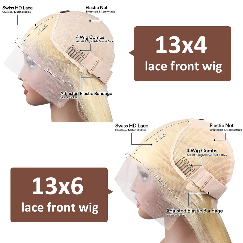 WeWave 613 Blonde Bone Straight 13x6 HD Transparent Lace Front Wig (Brazilian Remy Human Hair)