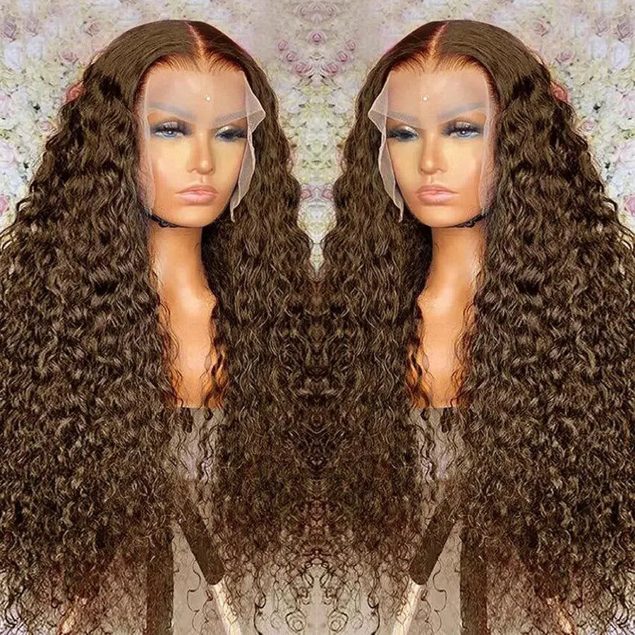 Chocolate Brown HD Lace Front Wig (13x4 / 13x6) – Deep Wave Brazilian Remy Human Hair, Pre-Plucked