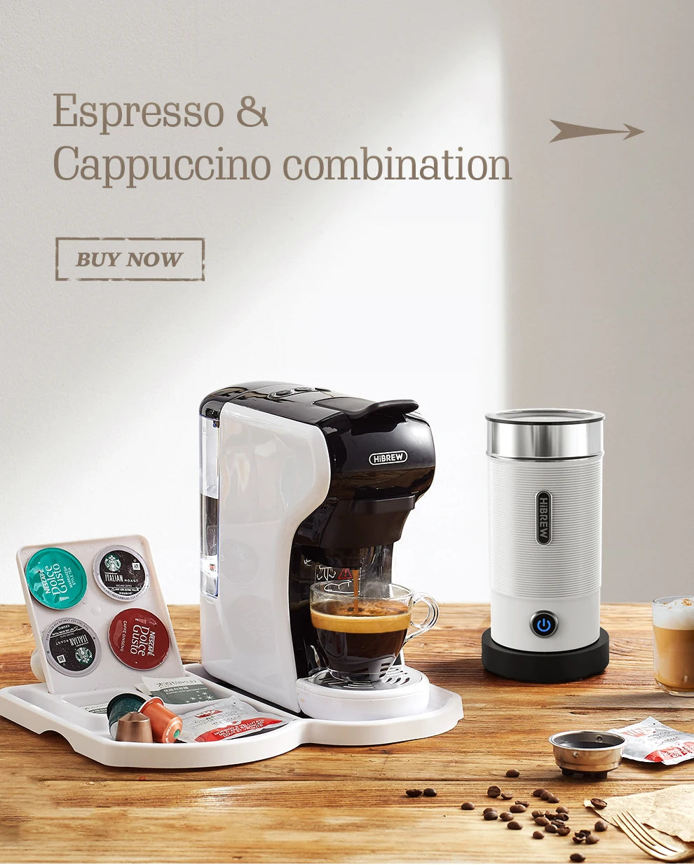 HiBREW M1A Milk Frother – Hot & Cold Electric Foam Maker for Latte, Cappuccino & Chocolate