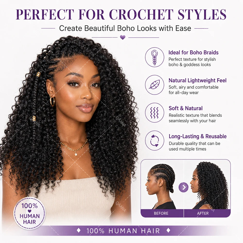 Kinky Curly Miracle Knot Crochet Hair Extensions – 100% Remy Human Hair
