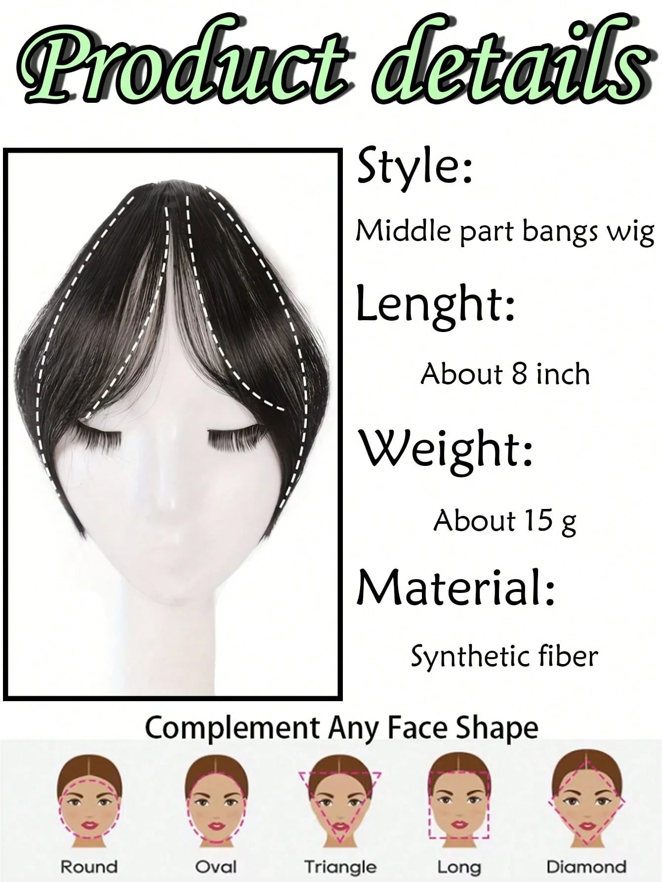 Middle Part Clip-in Bangs | Natural Seamless Hairpiece | 12 Colors