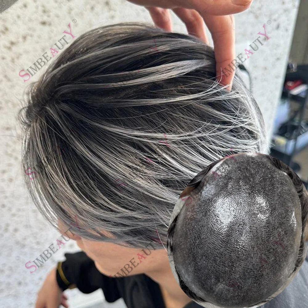 0.12mm Injected Thin Skin Male Hair Toupee | 110%-130% Density | Brazilian Remy Human Hair System