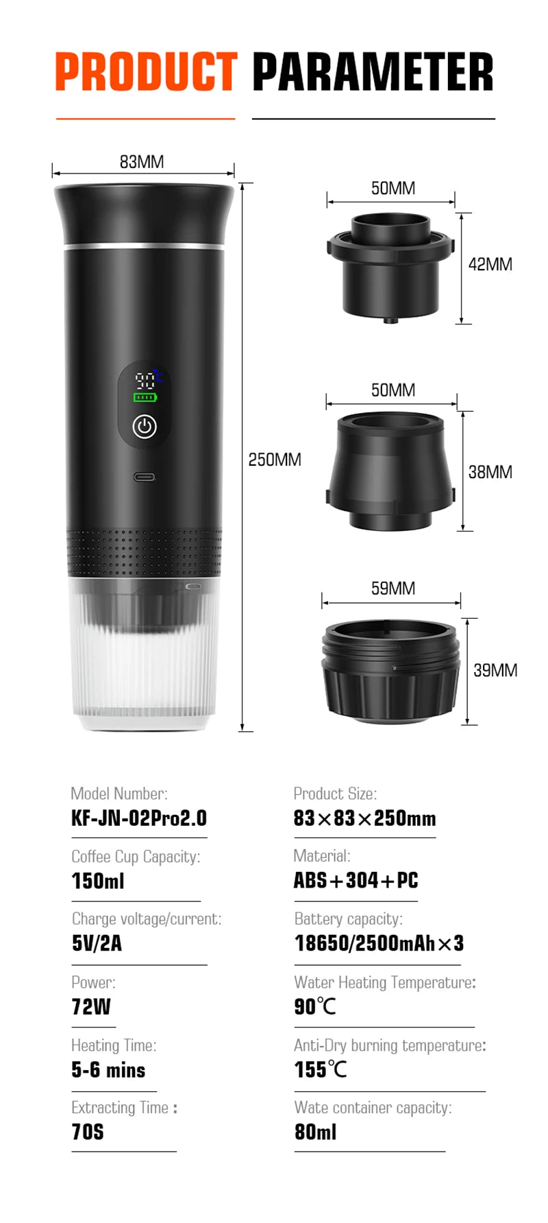 Portable 3-in-1 Espresso Coffee Maker — Digital Display Capsule Machine for Car, Home & Camping