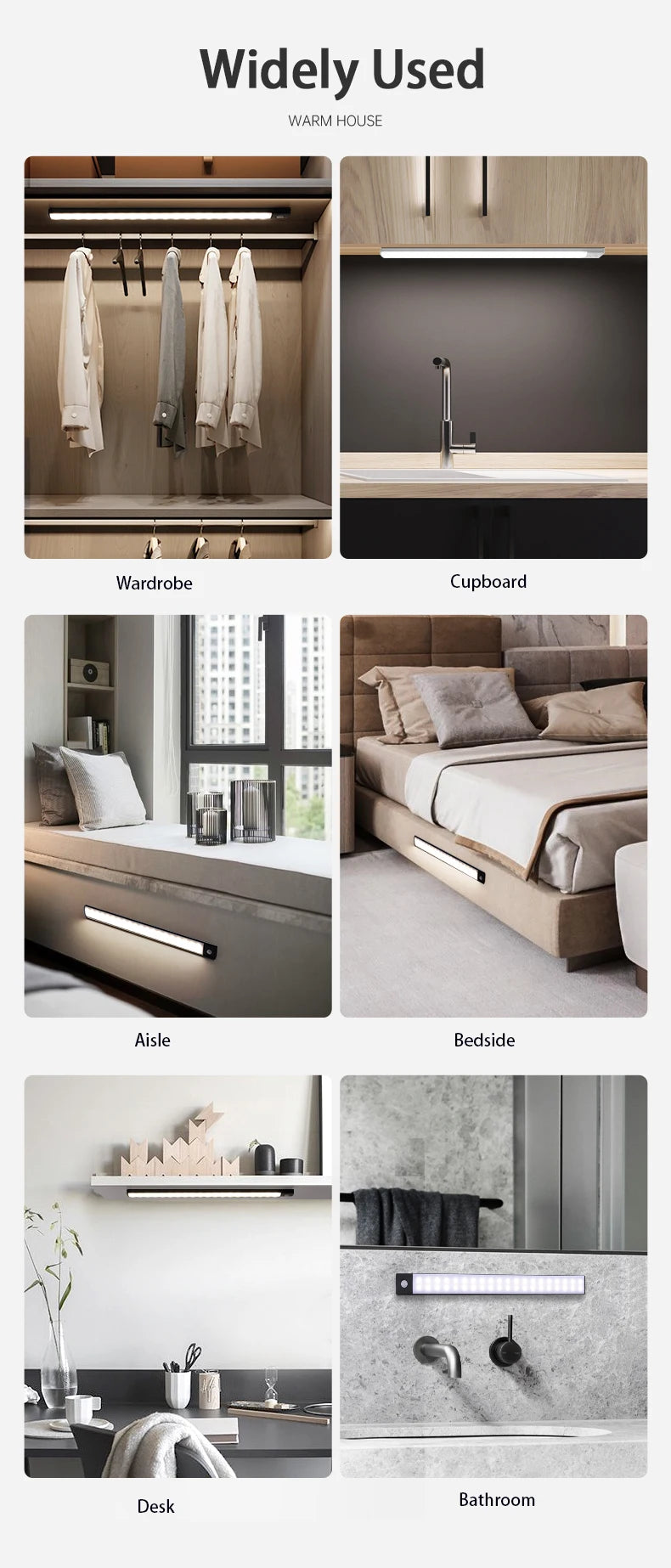 Wireless Motion Sensor LED Light – USB Rechargeable Night Lamp for Closet, Cabinet & Kitchen