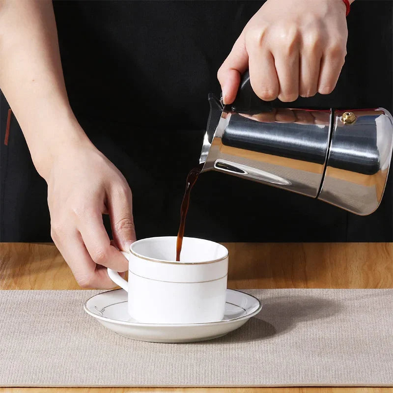 Stainless Steel Moka Pot Espresso Maker (2/4/6/9 Cups) — Classic Italian Coffee Brewing for Home & Travel