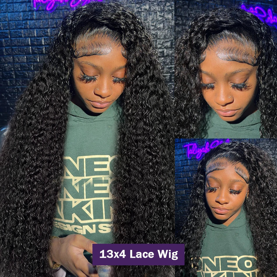 250 Density Curly HD Lace Front Human Hair Wig | Transparent Lace 13x6 / 13x4 Water Deep Wave (30–40 Inch)