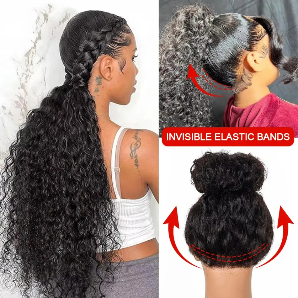 Deep Wave 360 HD Full Lace Human Hair Wig – Natural Black 40 Inch