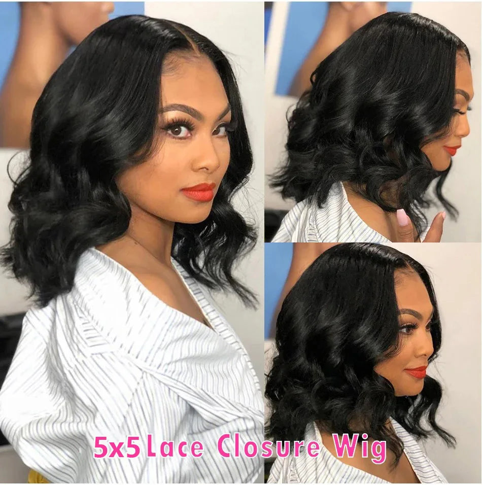 Body Wave Bob Wig 13x6 Transparent Lace Frontal Brazilian Human Hair Wig – Virgin Remy, 180% Density