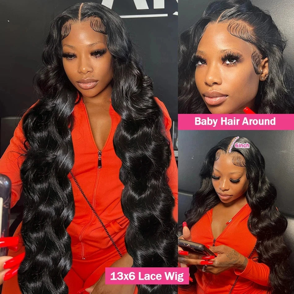 Bling Hair Body Wave 13x6 Lace Front Human Hair Wig (13x4 Option, Transparent Lace, 30–32 Inch, 180% Density)